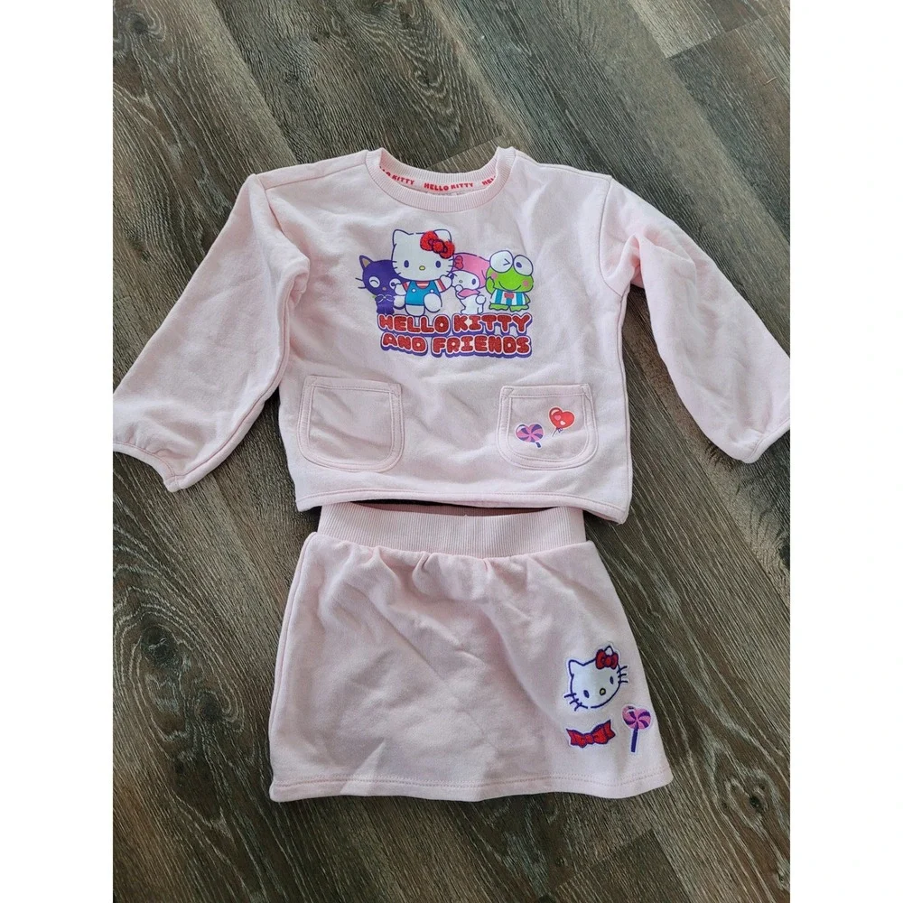 Hello Kitty And Friends Pink Sweatshirt Skirt‎ Set Toddler Girl 2T-3T Sanrio #R